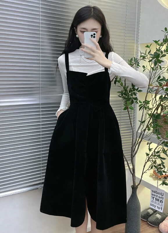 Autumn is new! [JH] Net red solid color bottoming shirt + suspender dress suit 42902# PCZ