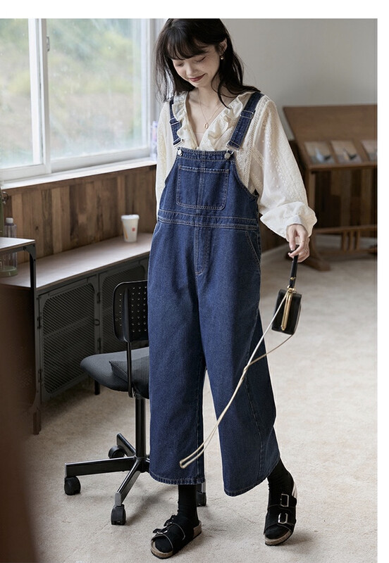 New in autumn!  【L.L STUDIO】Japanese all-match nine-point denim overalls 78047# PCZ