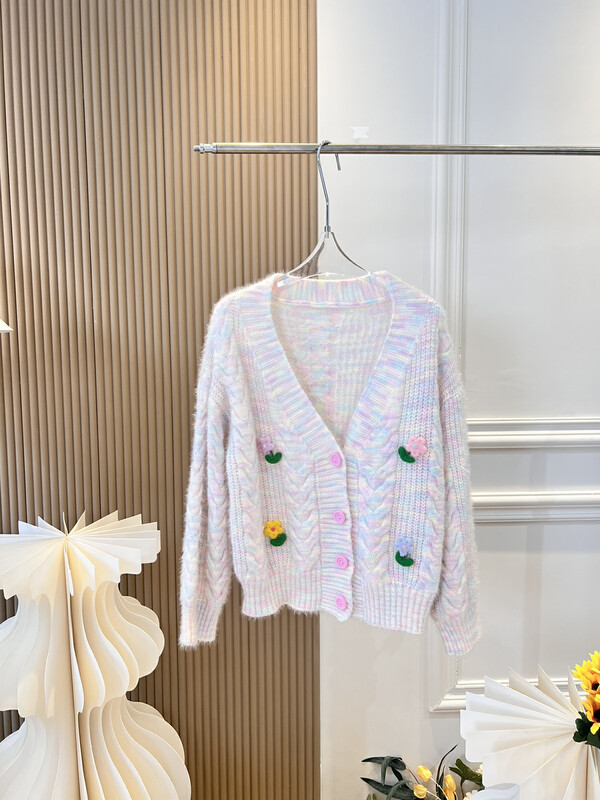 【FEI MAO】New three-dimensional flower sweet cardigan loose short sweater sweater Z-2066