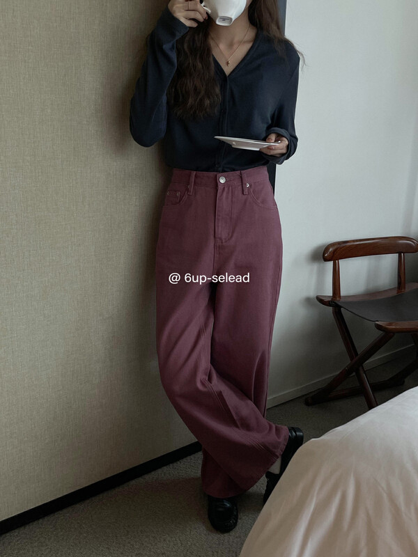 New in autumn! [6-UP] Korean version of simple and versatile wide-leg jeans 69151# CQW