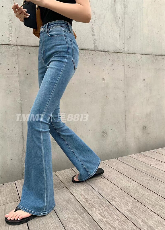 【JIAJIATMMT Muli】Flare Pants Hot Girl High Waist Retro Jeans A8813# L