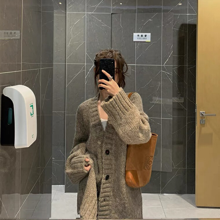 New in autumn!【L.L STUDIO】Lazy style loose all-match knitted cardigan 78068# PCZ