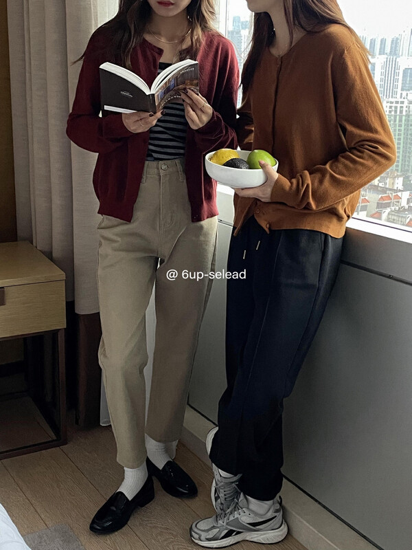 Autumn is new! [6-UP] Korean version of the simple round neck knitted cardigan short jacket (including 10% superfine wool) 69078# CQW