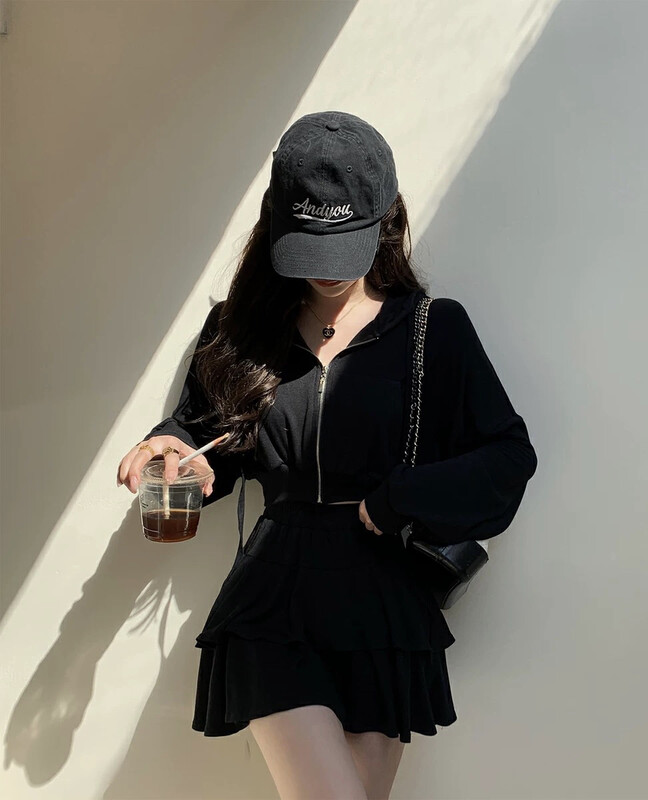New in early autumn! [JH] Net red hooded sweater short coat + slim skirt suit 42541# PCZ