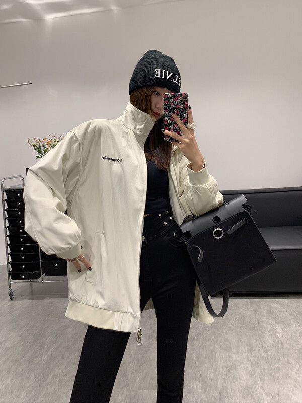 Original price 208.99! New for autumn! [VANESSA] Embroidered letter stand collar loose trench coat 1204# OZQ