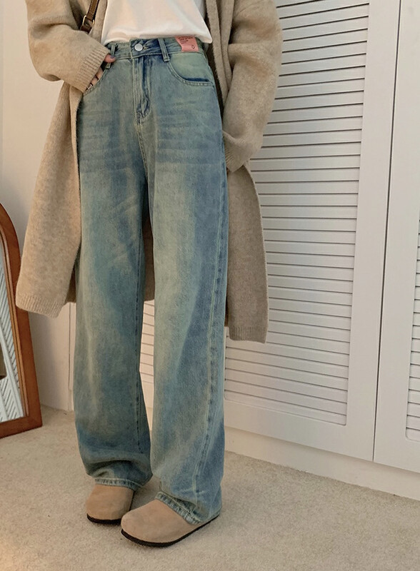 New in Autumn! [SAVAGE] High-waisted slim straight-leg wide-leg comfortable jeans E9928# WPL
