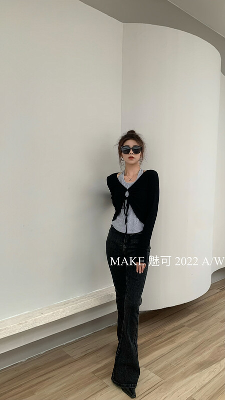 New in early autumn! [MAKE Charm] temperament front circle tie hanging neck fake two small shirts 50270# OZQ