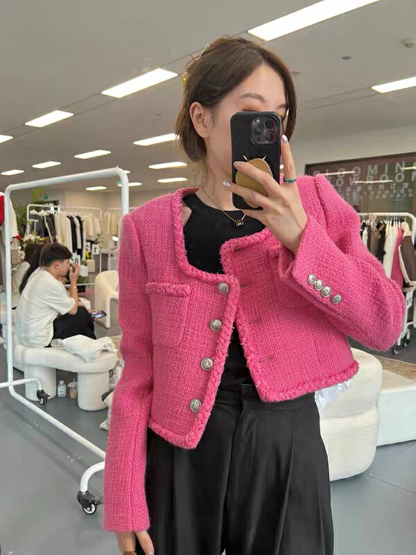 New in early autumn!【L.L STUDIO】Xiaoxiangfeng woven woolen square collar short coat 78062# PCZ
