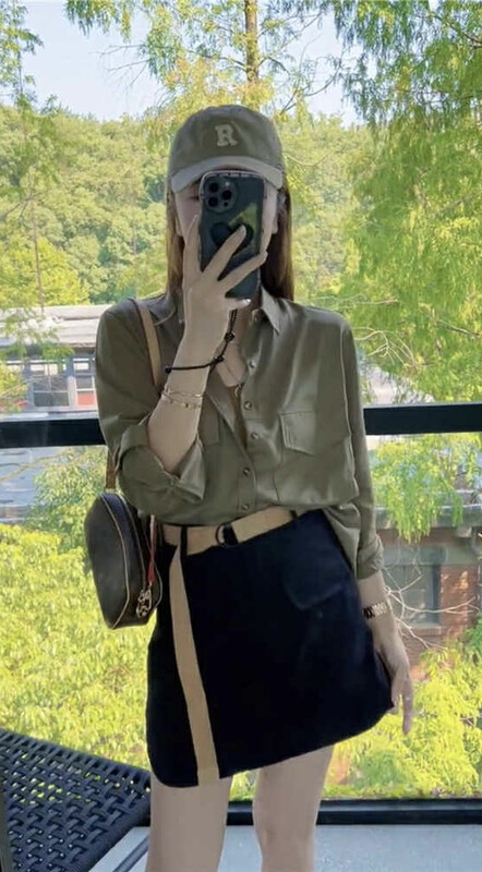 New in early autumn! [JH] Tooling solid color shirt + thin solid color skirt suit (with belt) 42585# PCZ