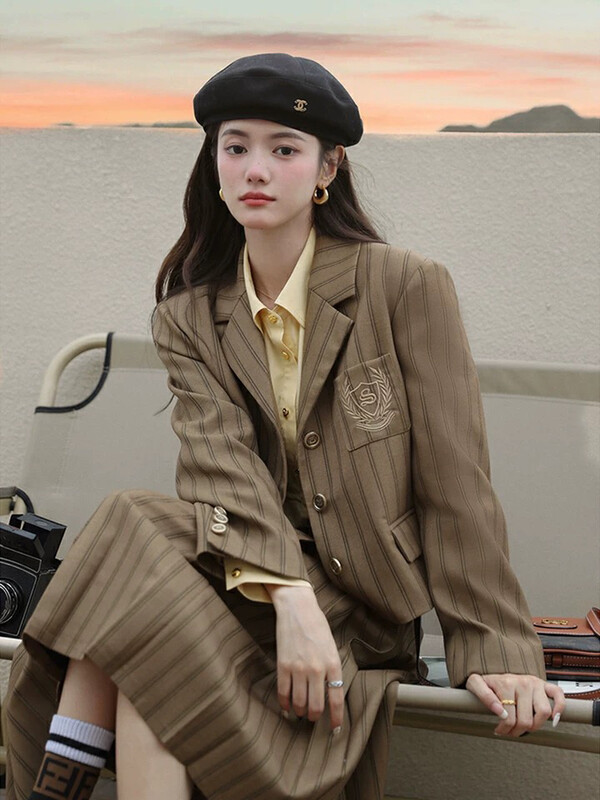 New in autumn!  【L.L STUDIO】British College Style Suit + High Waist Slim Long Skirt Suit 77975# PCZ