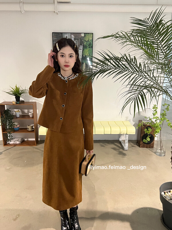 [FEI MAO] Light French Small Fragrance Small Waffle Suit Short Jacket Slim Fit Z-8549