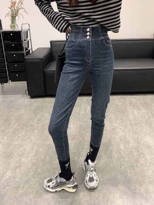 New in autumn!【VANESSA】High waist and thin feet comfortable jeans 6836# OZQ