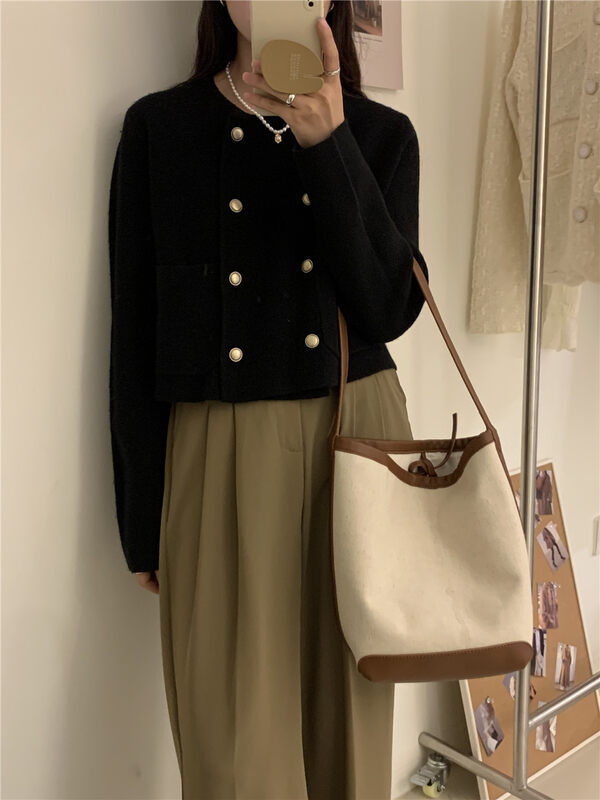 New in autumn! [ARE YOU] Korean double-breasted all-match short jacket YS1-111# L