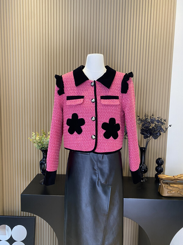 [FEI MAO] New Korean style loose all-match flower long-sleeved bow short jacket Z-8537