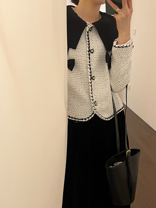 【FEI MAO】Baishan Tea Heavy Industry Woven Bow Small Fragrance Short Small Minor Short Jacket Z-8532# CQW