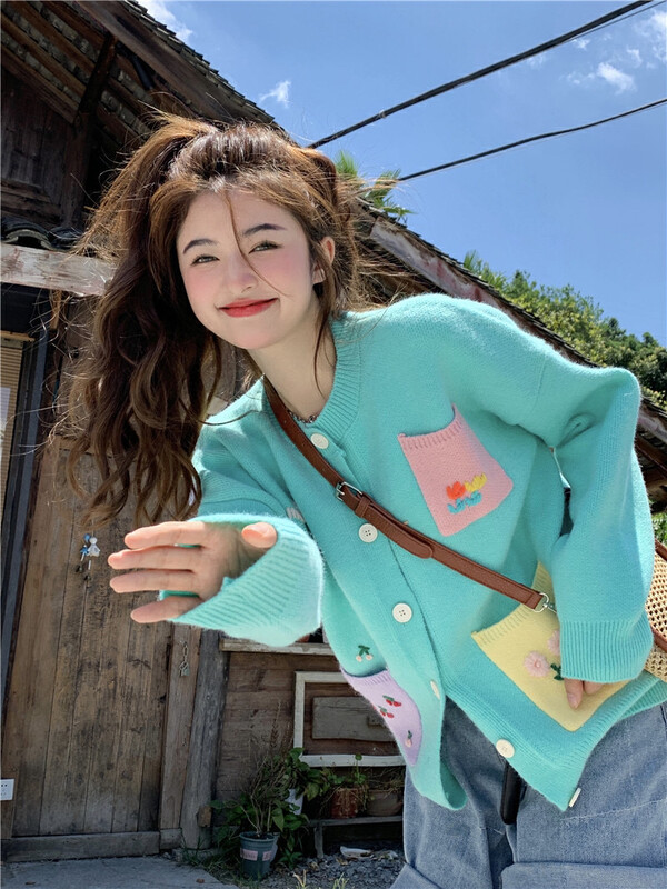 Autumn is new! [Timely rain] Hanfeng ins sweet heavy industry candy-colored warm sweater 75229# WPL