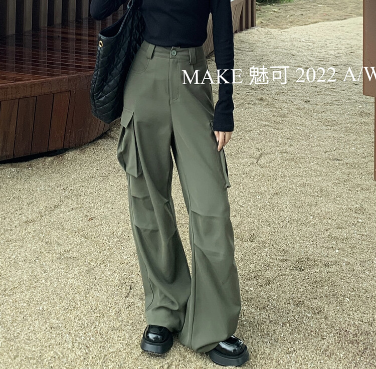 New in early autumn! [MAKE] high-end atmosphere double-pocket overalls trousers 50260# OZQ