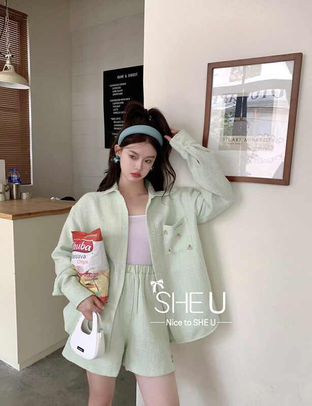 【SHE U】Xiaoxiangfeng Cherry Shirt Shorts Set 89069# JHY