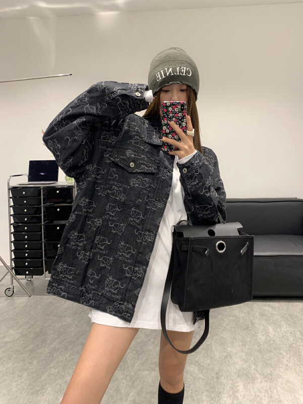 Original price 184.99! New in autumn! [VANESSA] Cows embroidered Korean casual denim jacket 086# OZQ