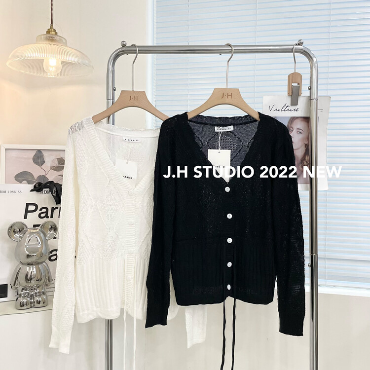 New in autumn! [JH] Net red breasted solid color knitted cardigan T80# PCZ