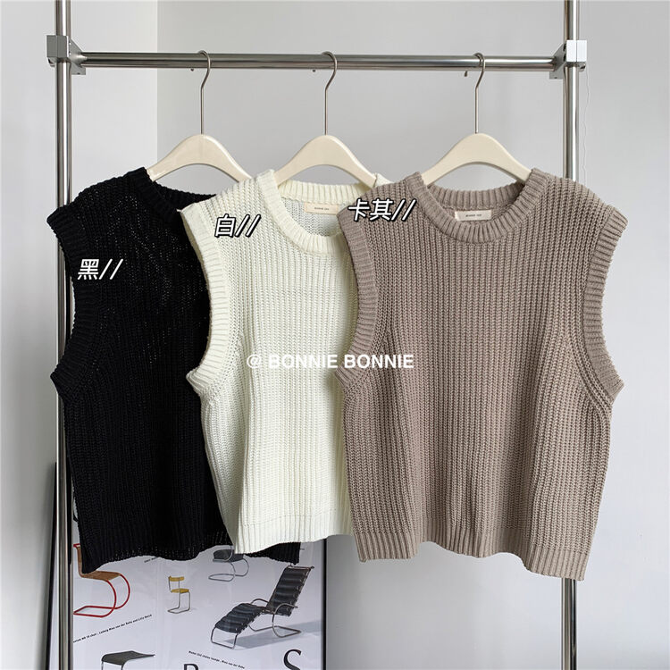 New in autumn! [BONNIE] Round neck loose all-match vest 2519# XYJ