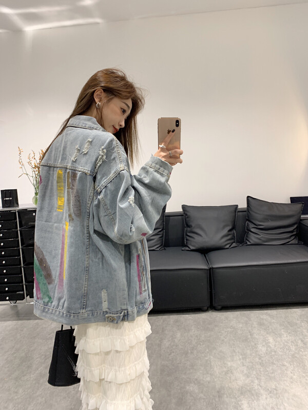 Original price 218.99! New in autumn! [VANESSA] Korean style fashion color matching small design denim jacket YS1-055# OZQ