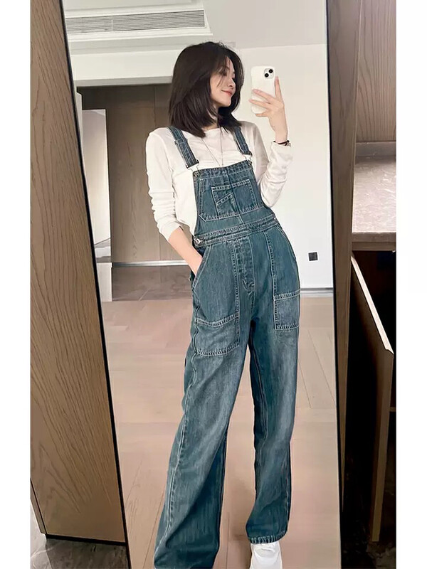 New in autumn!【L.L STUDIO】Heavy industry age-reducing big pocket denim jumpsuit 77800# PCZ