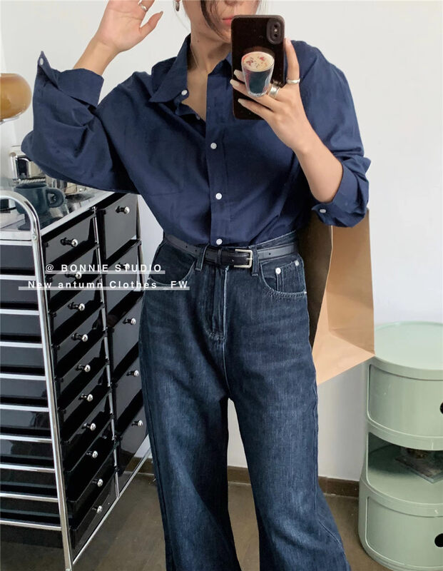 Autumn is new! [BONNIE] Korean version of the simple and versatile shirt 2573# XYJ