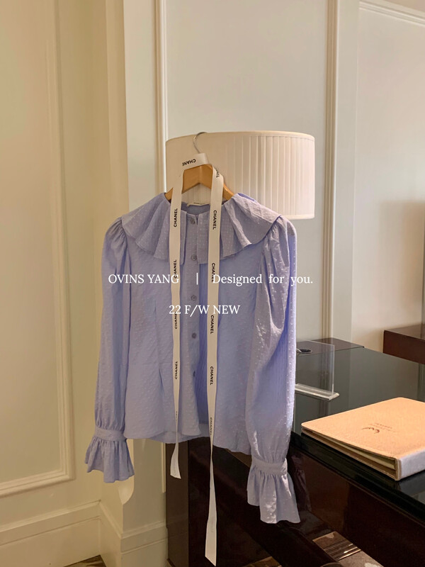 【OVINSYANG】Large lapel long-sleeved shirt shirt 8987