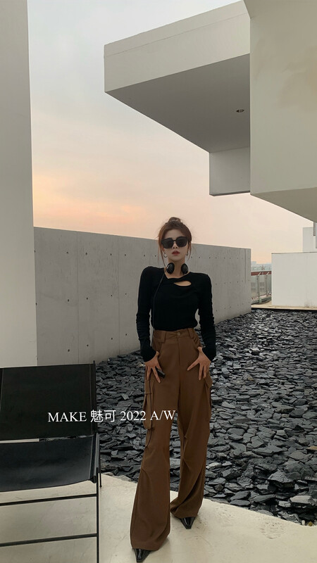 New in early autumn! [MAKE] Temperament slash front hollow shirt 8935# OZQ
