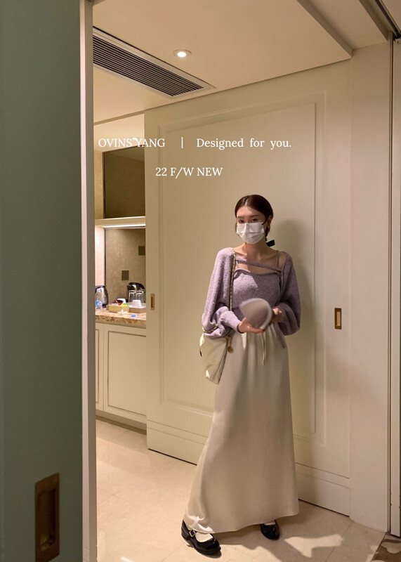 【OVINSYANG】White Moonlight Satin Skirt 8965