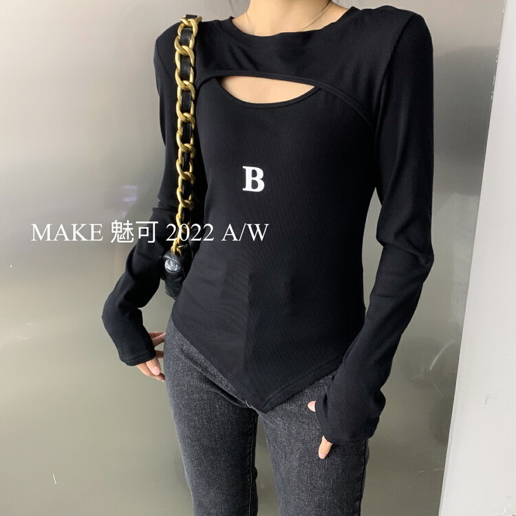 New Autumn models! [MAKE Charm] Temperament Women's Front Hollow Shirt 50372# OZQ