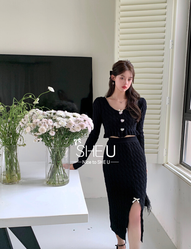 [SHE U] Temperament women's knitted top and skirt suit 59130# JHY
