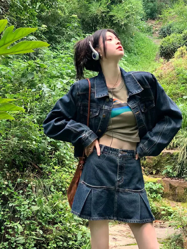 Autumn is new! [L.L STUDIO] American retro denim jacket + high waist skirt suit 77908# PCZ