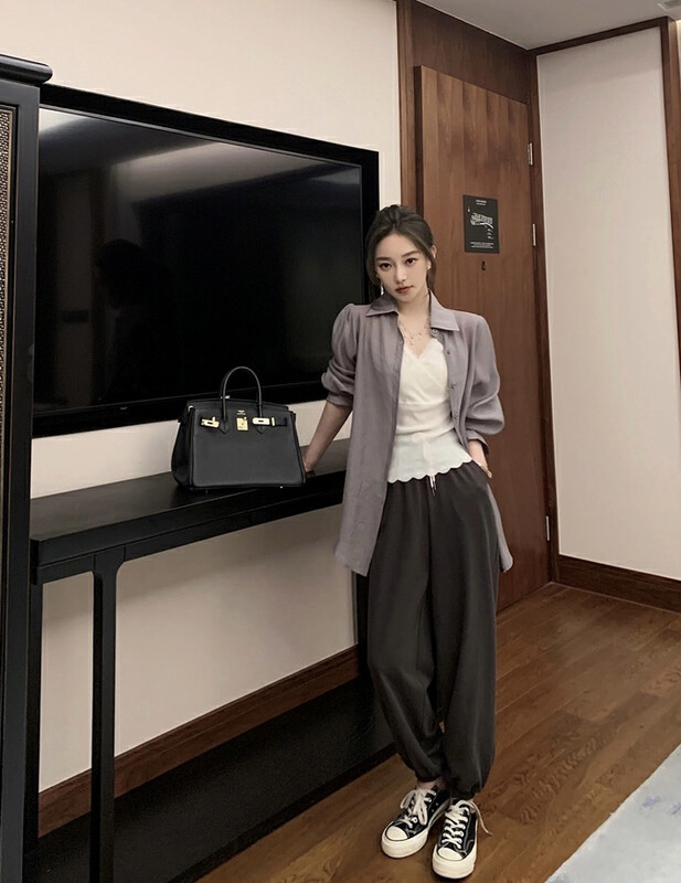 New Autumn!【SAVAGE】High Waist Elastic Waist Drawstring Casual Pants E9828# WPL