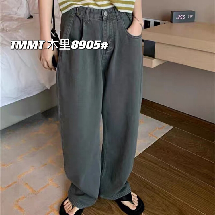 New in early autumn! [JIAJIATMMT Muli] Retro Hyun Ya style wide leg hook high waist mopping jeans 8905# L
