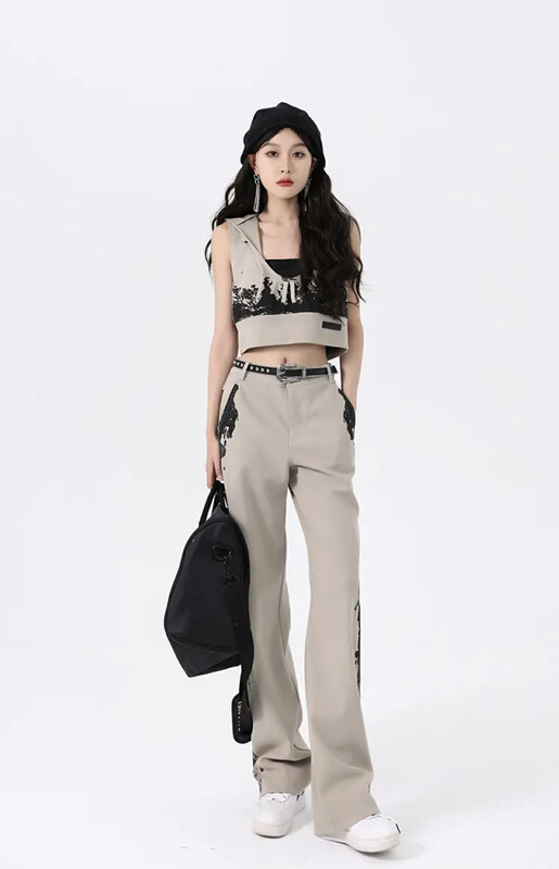 New for Autumn! [SAVAGE] Hooded Versatile Vest + Comfortable Casual Pants Two-piece Suit E9831# WPL