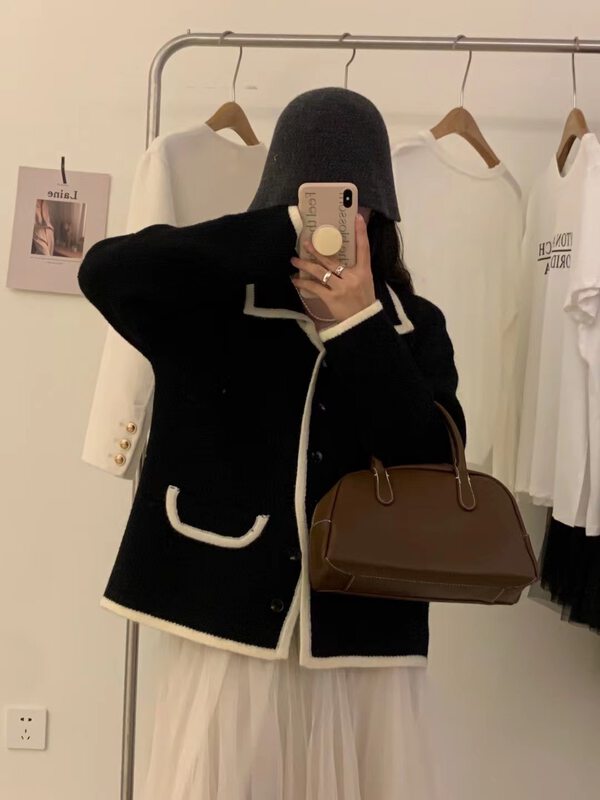 New in autumn!【ARE YOU】Xiaoxiang style single-breasted loose short coat 283# L