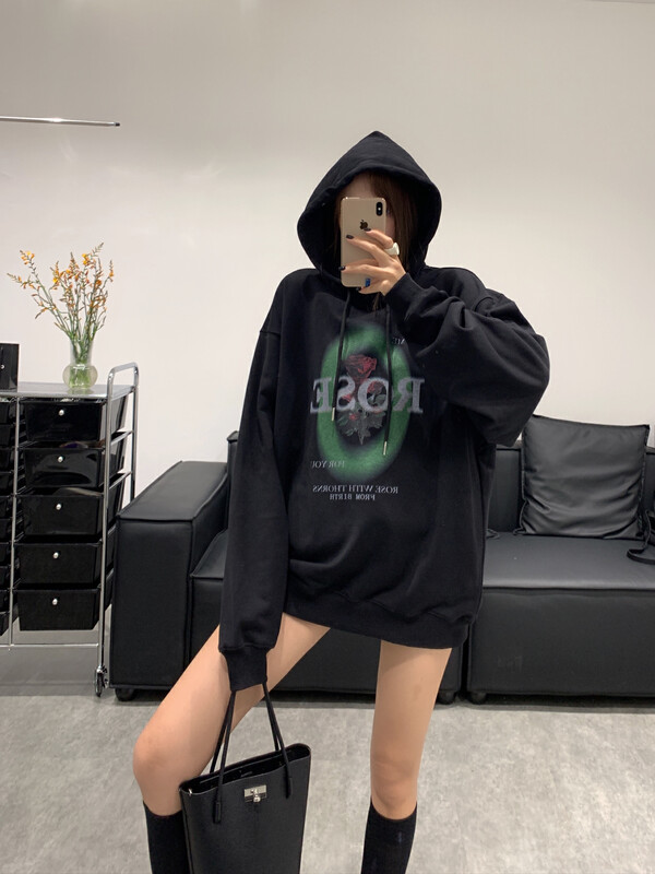 New in autumn!【VANESSA】Mid-length hooded sweater with niche pattern WY-616# OZQ
