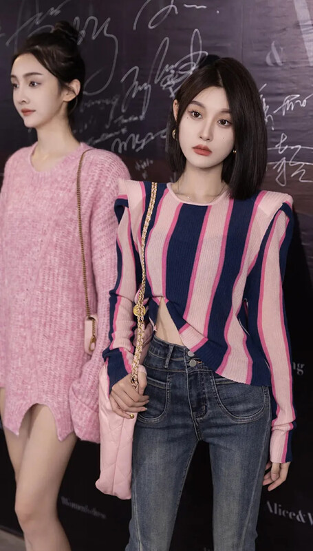 New in autumn! [SAVAGE] Striped loose shoulder pad sweater E9883# WPL
