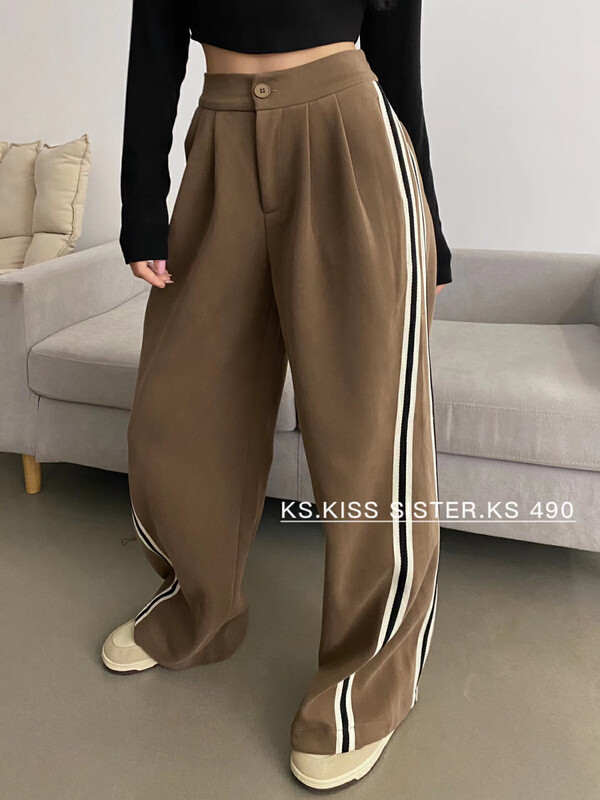 New in autumn! [KS] Korean style design high waist wide leg casual pants 22309# CQW