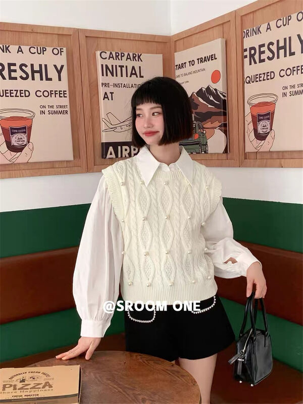 New in autumn! [ARE YOU] Round neck pullover comfortable vest YS1-922# L