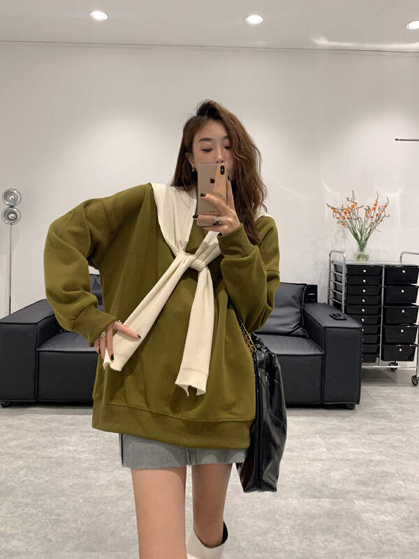 Autumn is new! [VANESSA] Korean cotton comfortable all-match sweater (with shawl) 6737# OZQ