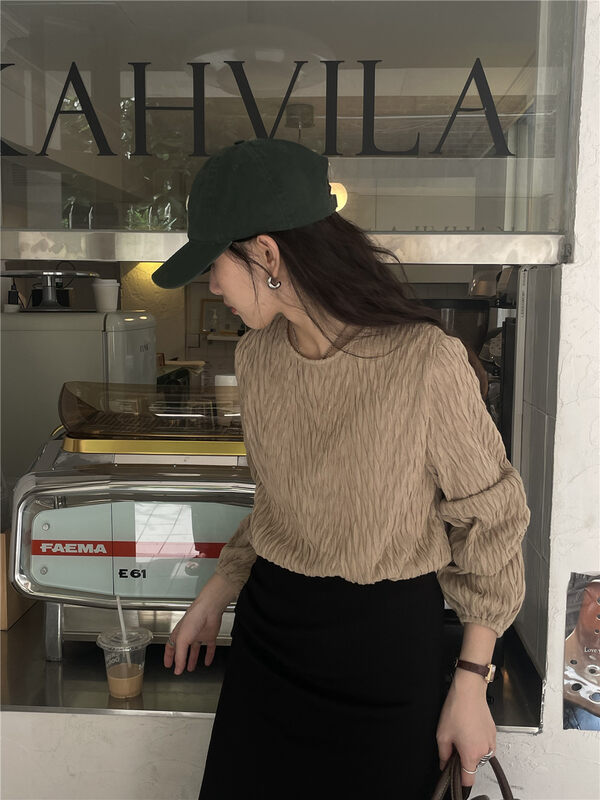 New in early autumn! [TN] drape all-match long-sleeved textured shirt 3135# CLS