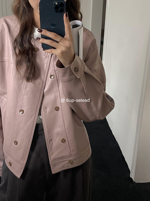 Autumn is new! [6-UP] Korean version of simple and versatile leather jacket 69135# CQW