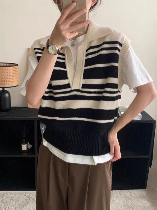 New in early autumn! [ARE YOU] Comfortable and versatile striped vest YS1-858# L