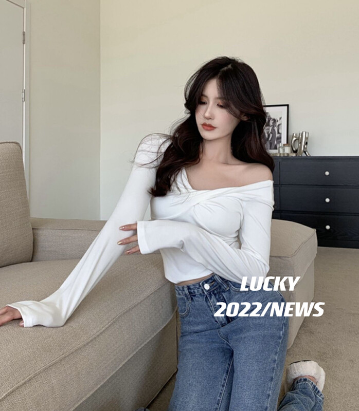 Autumn is new! [LUCKY] Sexy kink v-neck waist shirt 9428# ZXX