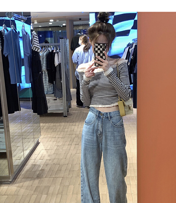 New in early autumn!  【L.L STUDIO】Casual simple niche design high waist wide leg jeans 77743# PCZ