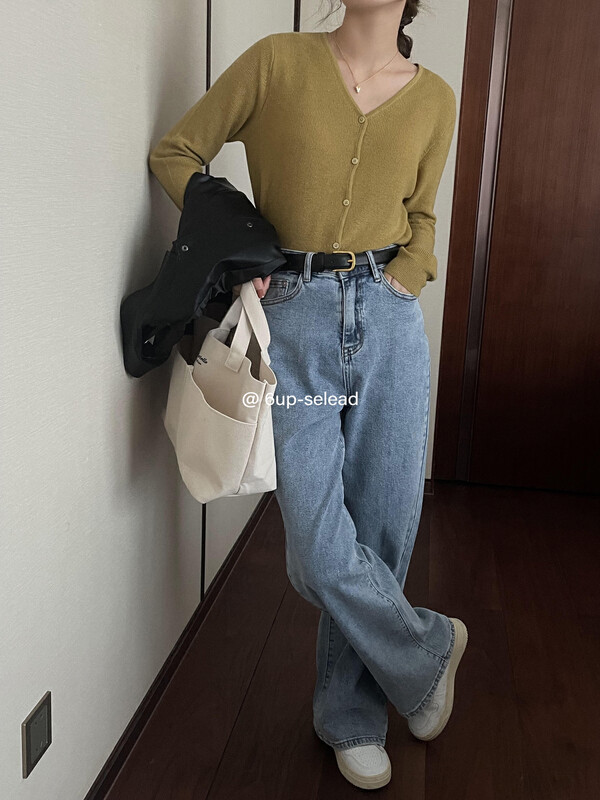 New in early autumn! [6-UP] Korean version of simple and versatile knitted cardigan (including 10% wool) 69103# CQW