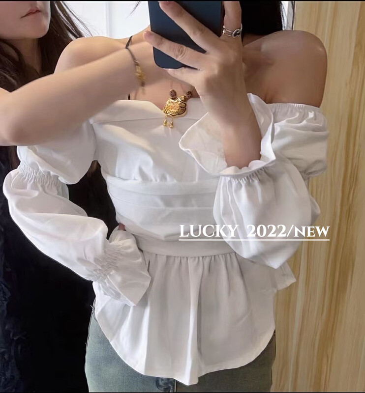 Autumn is new! [LUCKY] pleated square collar waist shirt 9538# ZXX